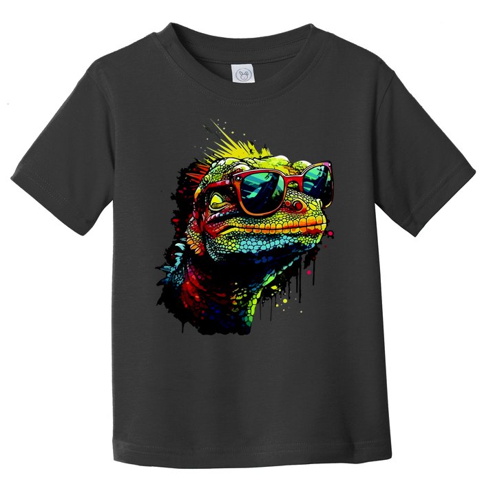 Colorful Lizard With Sunglasses Toddler T-Shirt