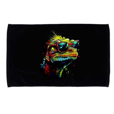 Colorful Lizard With Sunglasses Microfiber Hand Towel