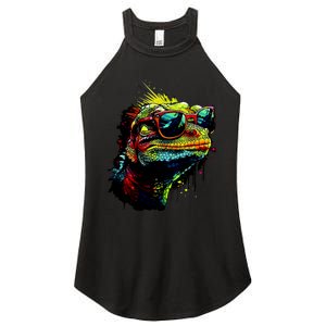 Colorful Lizard With Sunglasses Women's Perfect Tri Rocker Tank