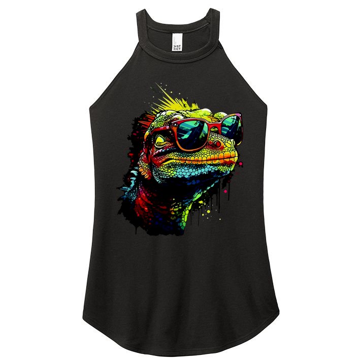 Colorful Lizard With Sunglasses Women's Perfect Tri Rocker Tank
