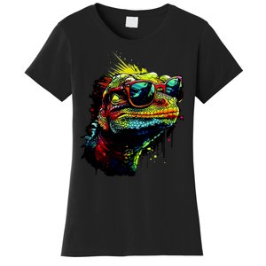 Colorful Lizard With Sunglasses Women's T-Shirt