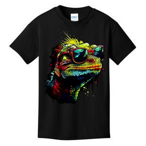 Colorful Lizard With Sunglasses Kids T-Shirt