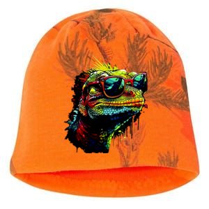 Colorful Lizard With Sunglasses Kati - Camo Knit Beanie