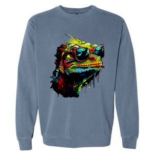 Colorful Lizard With Sunglasses Garment-Dyed Sweatshirt