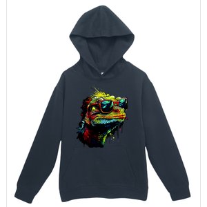 Colorful Lizard With Sunglasses Urban Pullover Hoodie