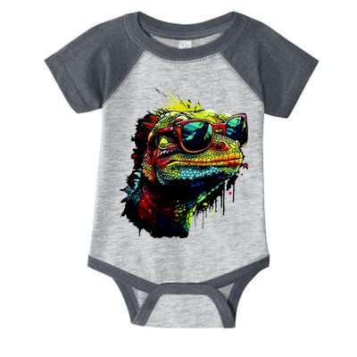 Colorful Lizard With Sunglasses Infant Baby Jersey Bodysuit
