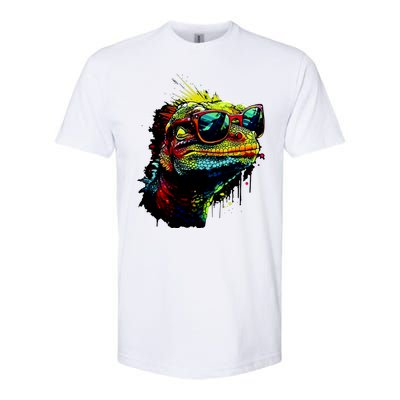 Colorful Lizard With Sunglasses Softstyle CVC T-Shirt