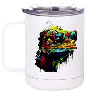 Colorful Lizard With Sunglasses 12 oz Stainless Steel Tumbler Cup