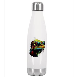 Colorful Lizard With Sunglasses Stainless Steel Insulated Water Bottle