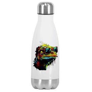 Colorful Lizard With Sunglasses Stainless Steel Insulated Water Bottle