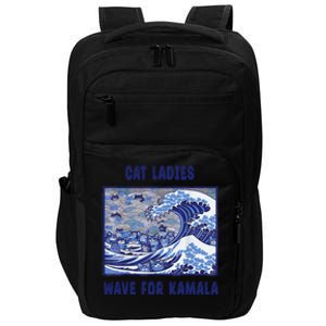 Cat Ladies Wave For Kamala Funny Cat President 2024 Impact Tech Backpack