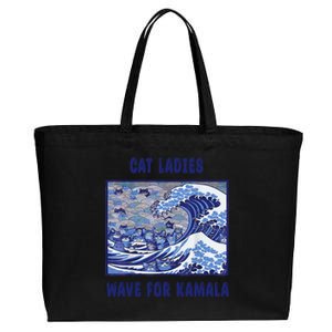 Cat Ladies Wave For Kamala Funny Cat President 2024 Cotton Canvas Jumbo Tote