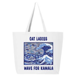 Cat Ladies Wave For Kamala Funny Cat President 2024 25L Jumbo Tote