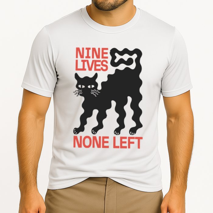 Cat Lovers Will Relate To Nine Lives None Left Humor Cooling Performance Crew T-Shirt
