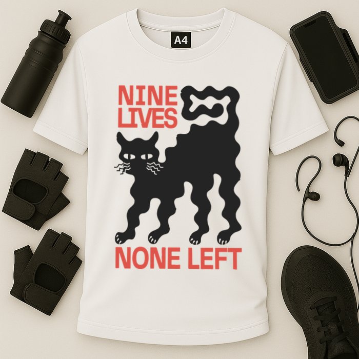 Cat Lovers Will Relate To Nine Lives None Left Humor Cooling Performance Crew T-Shirt
