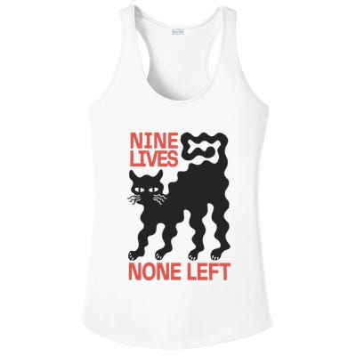 Cat Lovers Will Relate To Nine Lives None Left Humor Ladies PosiCharge Competitor Racerback Tank