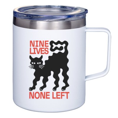 Cat Lovers Will Relate To Nine Lives None Left Humor 12oz Stainless Steel Coffee Mug