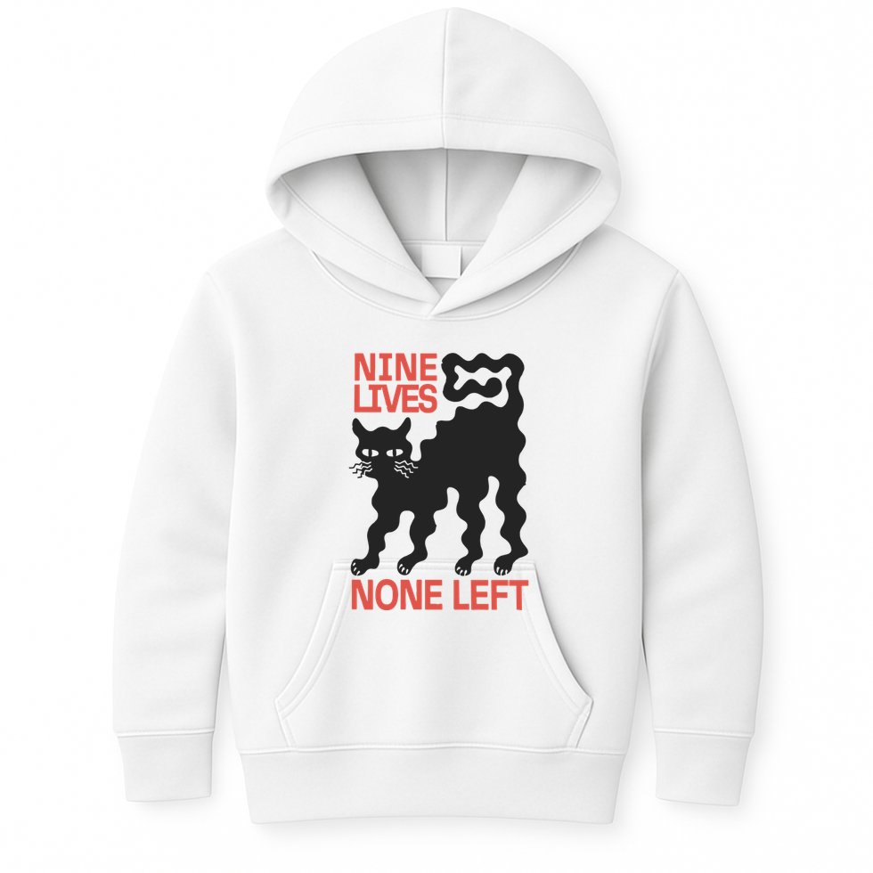 Cat Lovers Will Relate To Nine Lives None Left Humor Kids Hoodie