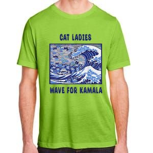 Cat Ladies Wave For Kamala Funny Cat President 2024 Adult ChromaSoft Performance T-Shirt