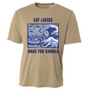 Cat Ladies Wave For Kamala Funny Cat President 2024 Cooling Performance Crew T-Shirt