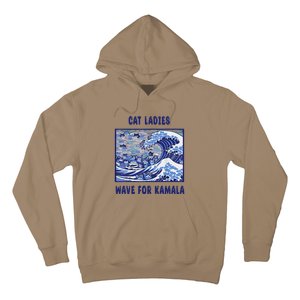 Cat Ladies Wave For Kamala Funny Cat President 2024 Hoodie