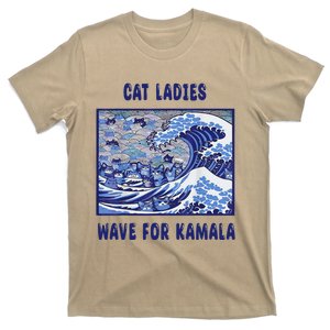 Cat Ladies Wave For Kamala Funny Cat President 2024 T-Shirt