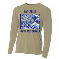 Cat Ladies Wave For Kamala Funny Cat President 2024 Cooling Performance Long Sleeve Crew