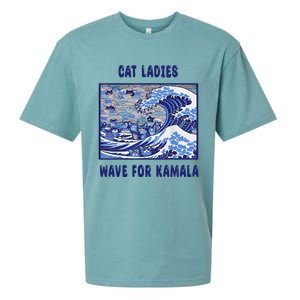 Cat Ladies Wave For Kamala Funny Cat President 2024 Sueded Cloud Jersey T-Shirt