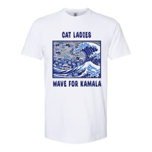 Cat Ladies Wave For Kamala Funny Cat President 2024 Softstyle CVC T-Shirt