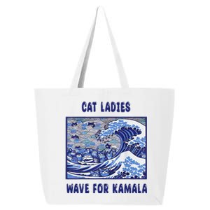 Cat Ladies Wave For Kamala Funny Cat President 2024 25L Jumbo Tote