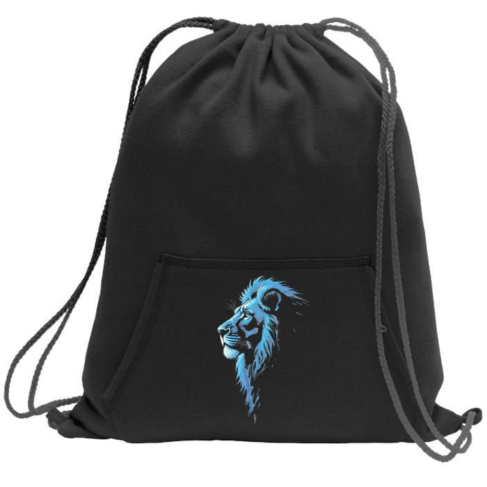 Cool Lion With Blue Eyes Gift Sweatshirt Cinch Pack Bag