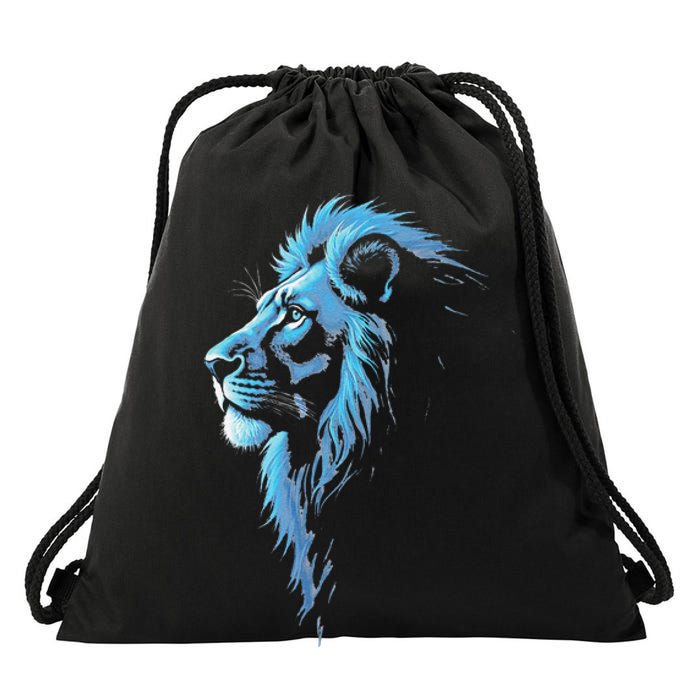 Cool Lion With Blue Eyes Gift Drawstring Bag