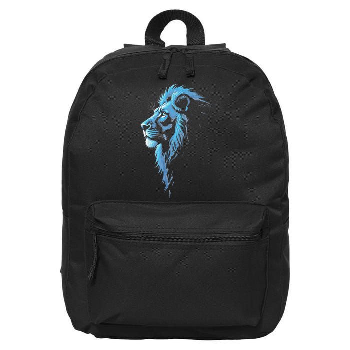 Cool Lion With Blue Eyes Gift 16 in Basic Backpack