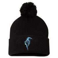 Cool Lion With Blue Eyes Gift Pom Pom 12in Knit Beanie