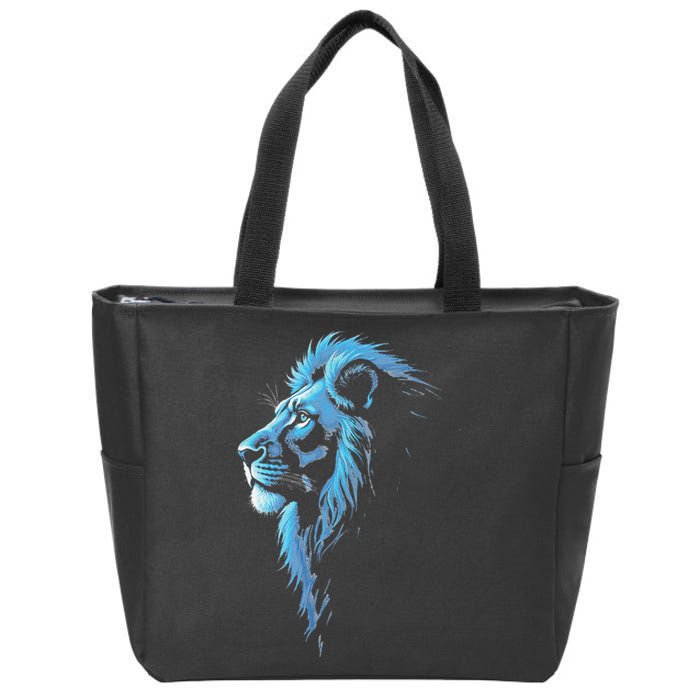 Cool Lion With Blue Eyes Gift Zip Tote Bag