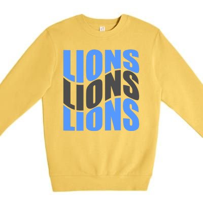 Cool Lions Wave Detroit Football Nfc Premium Crewneck Sweatshirt