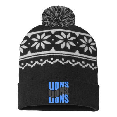 Cool Lions Wave Detroit Football Nfc USA-Made Snowflake Beanie