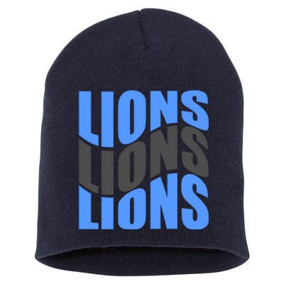 Cool Lions Wave Detroit Football Nfc Short Acrylic Beanie