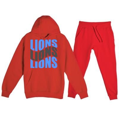 Cool Lions Wave Detroit Football Nfc Premium Hooded Sweatsuit Set