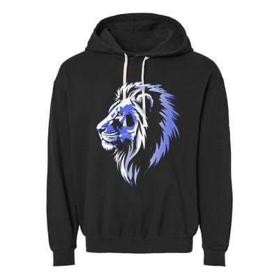 Cool Lion With Blue Eyes Lions Garment-Dyed Fleece Hoodie