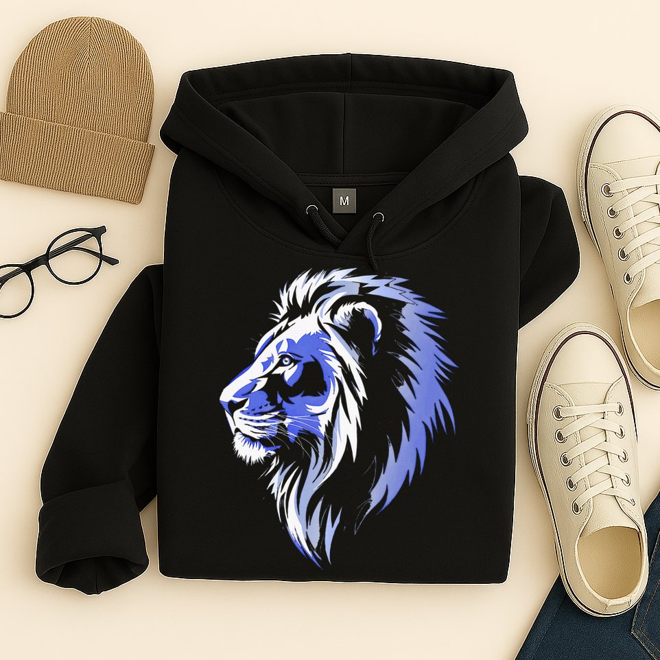 Cool Lion With Blue Eyes Lions Hoodie