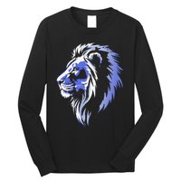 Cool Lion With Blue Eyes Lions Long Sleeve Shirt