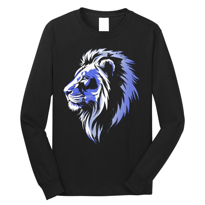 Cool Lion With Blue Eyes Lions Long Sleeve Shirt