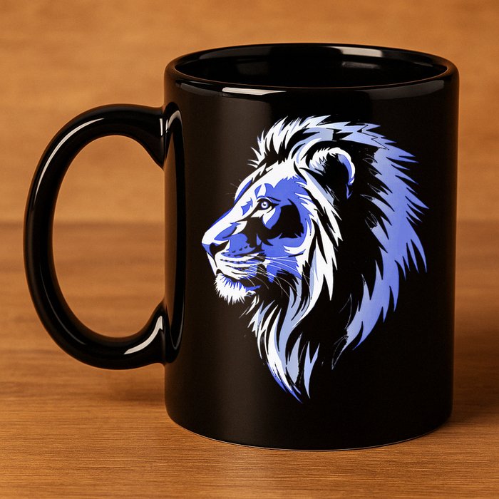 Cool Lion With Blue Eyes Lions 11oz C Handle Ceramic Mug