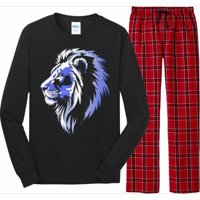 Cool Lion With Blue Eyes Lions Long Sleeve Pajama Set