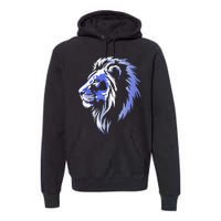 Cool Lion With Blue Eyes Lions Premium Hoodie