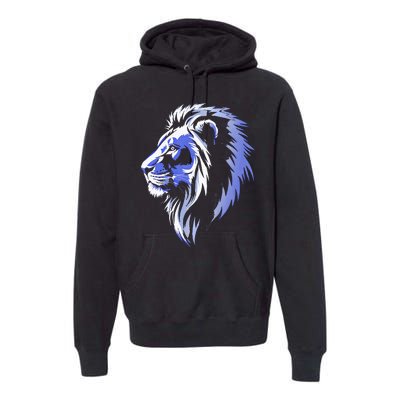 Cool Lion With Blue Eyes Lions Premium Hoodie