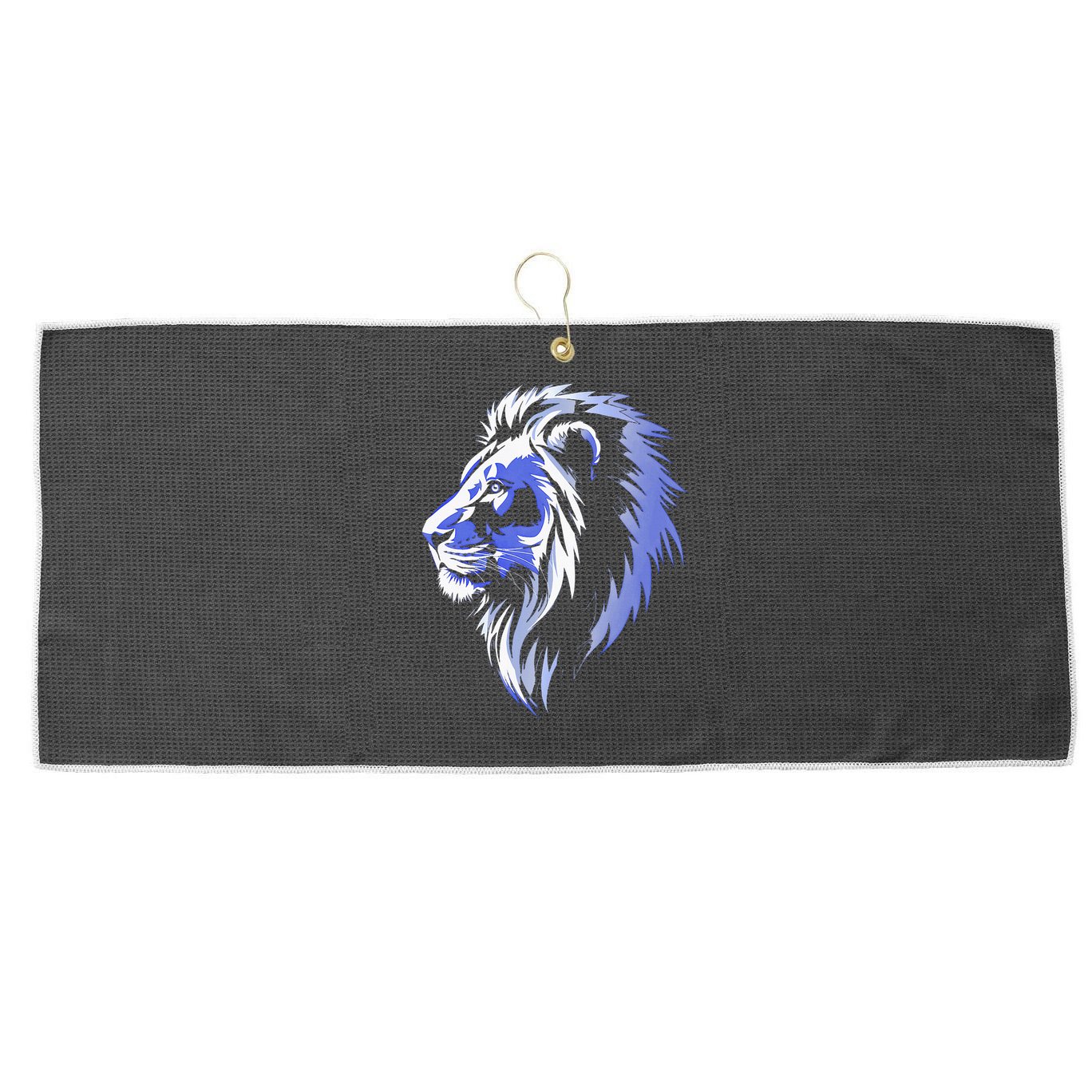 Cool Lion With Blue Eyes Lions Large Microfiber Waffle Golf Towel