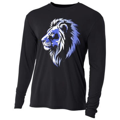 Cool Lion With Blue Eyes Lions Cooling Performance Long Sleeve Crew