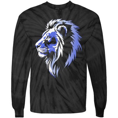 Cool Lion With Blue Eyes Lions Tie-Dye Long Sleeve Shirt